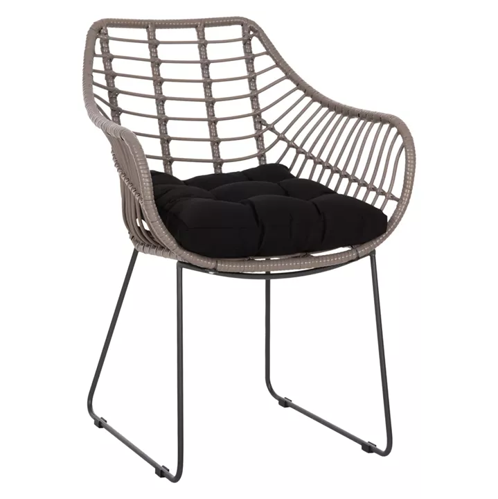 Metallic armchair HM5300.10 Grey Mocha matte with wicker 60x56x84cm