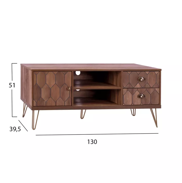 ΕΠΙΠΛΟ TV PHILIPPA HM8674 ΣΕ ΚΑΡΥΔΙ ΑΠΟΧΡΩΣΗ ΜΕ ΧΡΥΣΟ 130x39,5x51Y εκ.