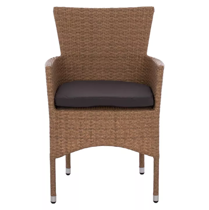 Armchair metallic with pillow & wicker brown HM5684.02 58x59x84cm