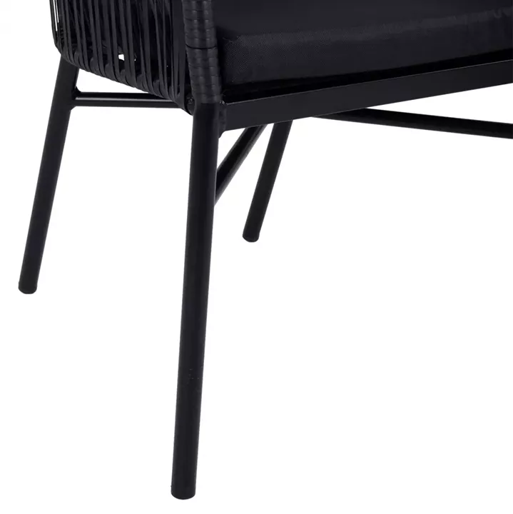 Aluminum Armchair HM5698.02 Black with Black Wicker 57x58x77cm