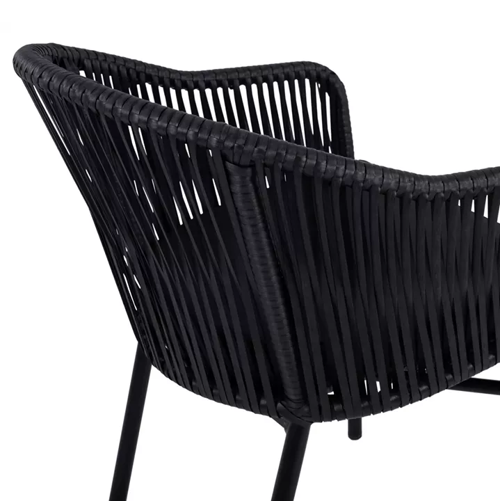 Aluminum Armchair HM5698.02 Black with Black Wicker 57x58x77cm