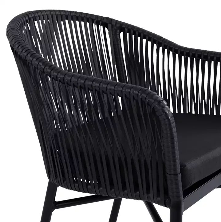 Aluminum Armchair HM5698.02 Black with Black Wicker 57x58x77cm