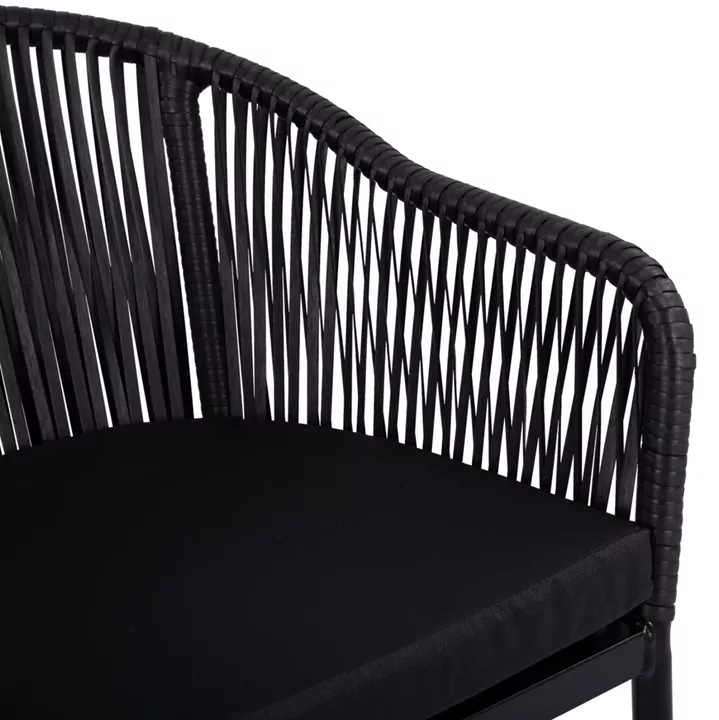 Aluminum Armchair HM5698.02 Black with Black Wicker 57x58x77cm