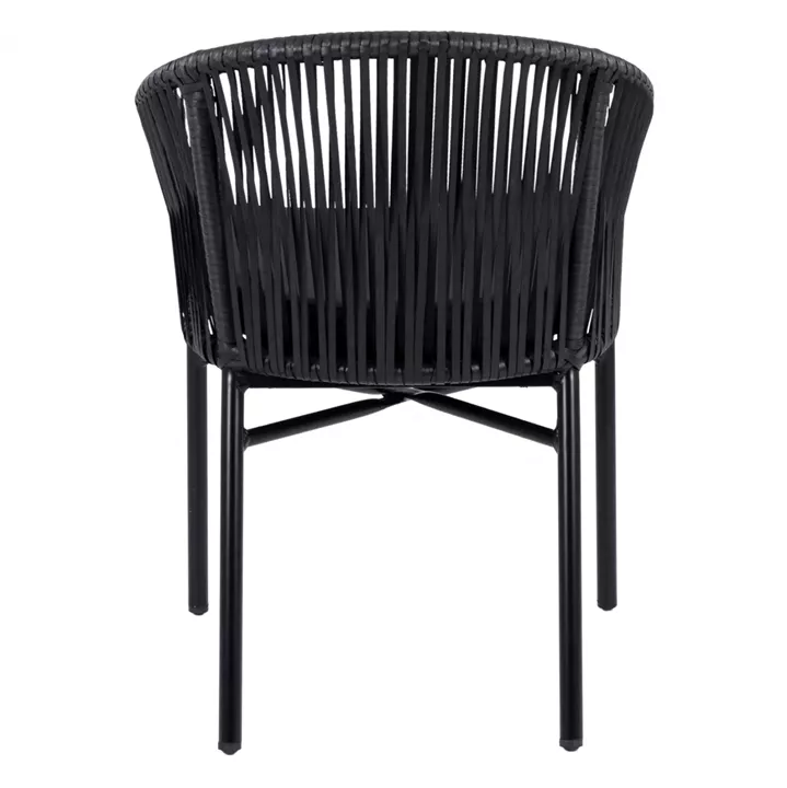 Aluminum Armchair HM5698.02 Black with Black Wicker 57x58x77cm