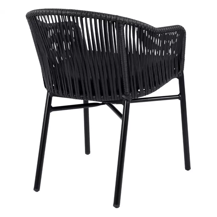 Aluminum Armchair HM5698.02 Black with Black Wicker 57x58x77cm