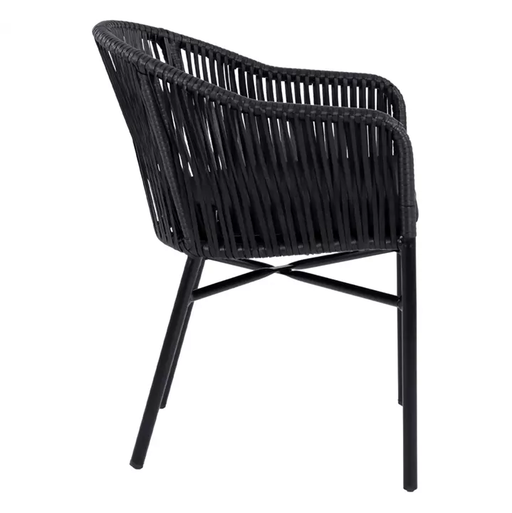 Aluminum Armchair HM5698.02 Black with Black Wicker 57x58x77cm