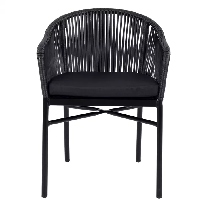 Aluminum Armchair HM5698.02 Black with Black Wicker 57x58x77cm