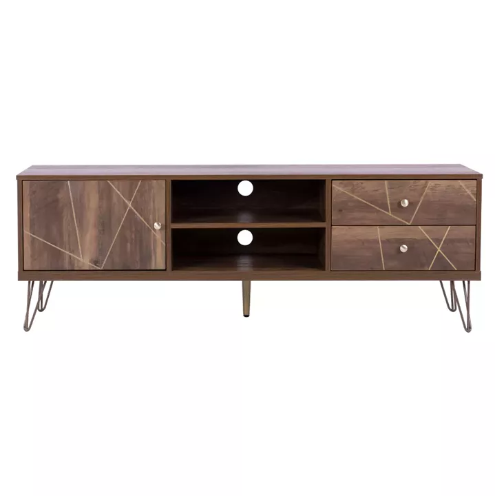 TV set Kaitlyn HM8652 Walnut with Gold 150x39,5x51,5 cm.