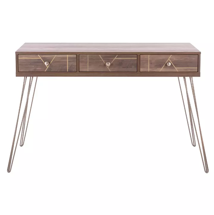 Console Kaitlyn HM8653 Walnut with Gold 120x55x79,5 cm.