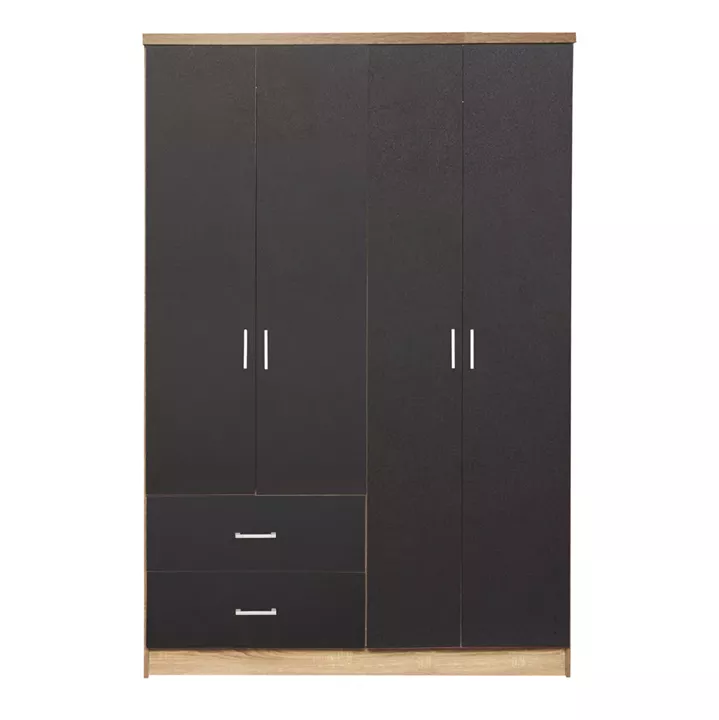 Wardrobe 4 Doors with 2 drawers HM339.04 Sonama-Grey 120x42x181cm