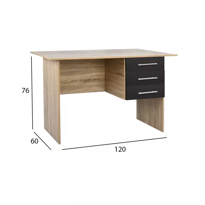 Office desk Melamine HM2029.04 with 3 drawers Sonama-Grey 120x60x76cm