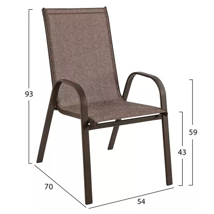 Set 5pieces metallic table 120x70x71cm with armchairs brown HM10565.02