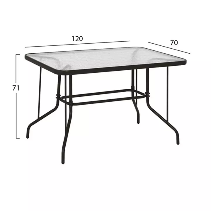 Set 5pieces metallic table 120x70x71cm with armchairs brown HM10565.02