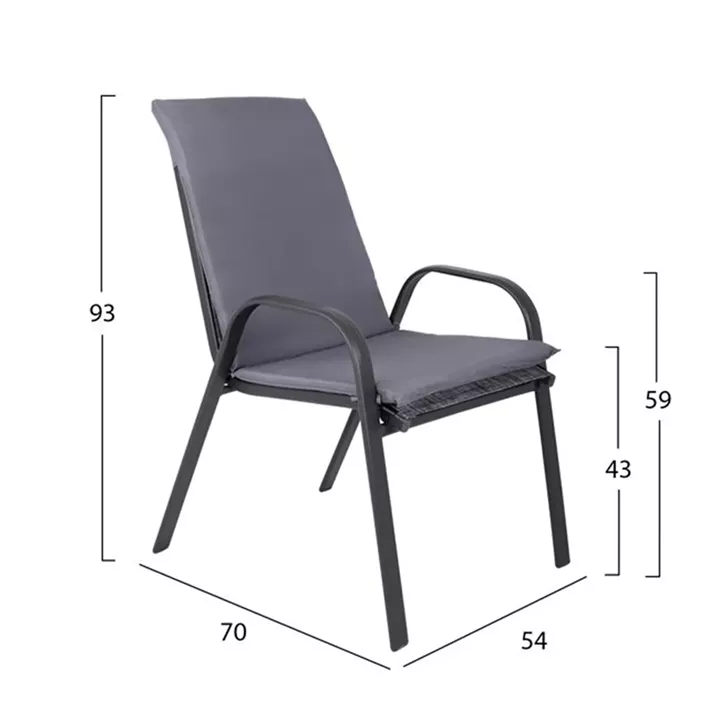 Set Dining Table 5 pieces chairs with pillow & table 120x70 HM10568.01 Grey