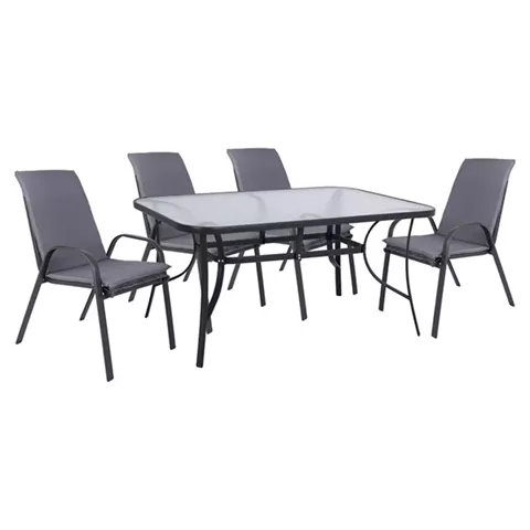 Set Dining Table 5 pieces chairs with pillow & table 150x90 HM10570.01 Grey