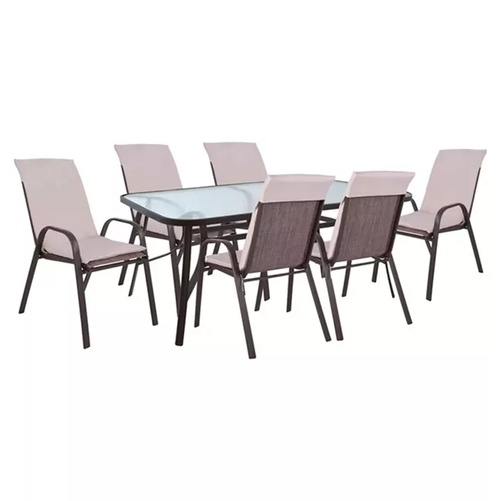 Set Dining Table 7 pieces Chairs  with Pillow & Table 160x90 HM10571.02 Brown