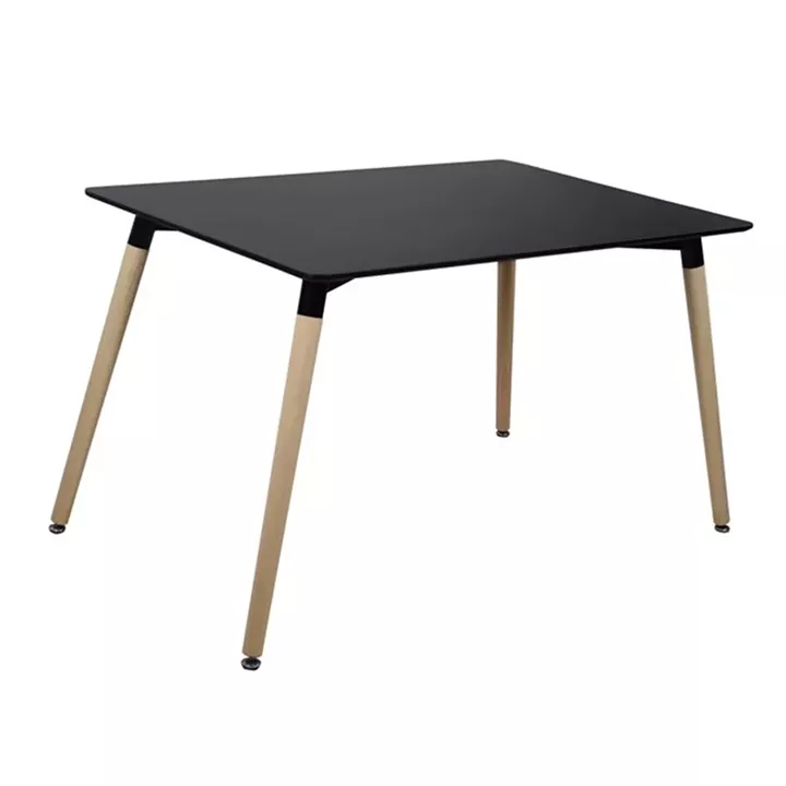 ΤΡΑΠΕΖΙ HM8697.02 MINIMAL, μαύρο MDF, ξύλινα πόδια οξιά, 160Χ90X74Υεκ.