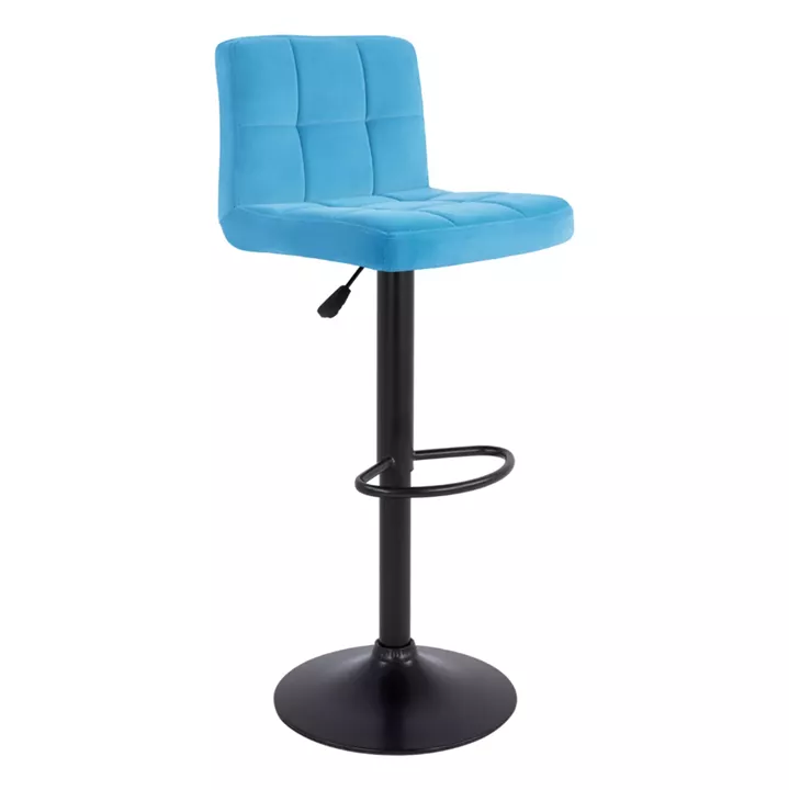 Bar Stool Diana HM202.18 Velvet Turquoise & Black Matte frame 44x40x110cm