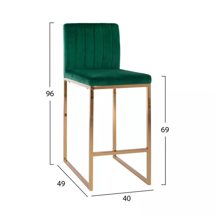Bar Stool Piper Velvet Cypress & Gold Metallic Frame HM8525.03 40x49x96 cm