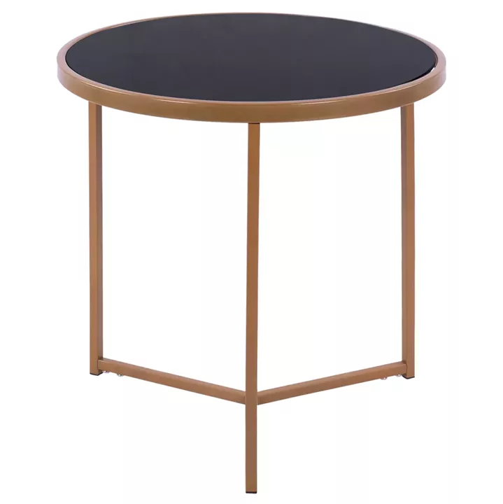 Table Francesco HM8696 with glass surface and metallic gold matte frame