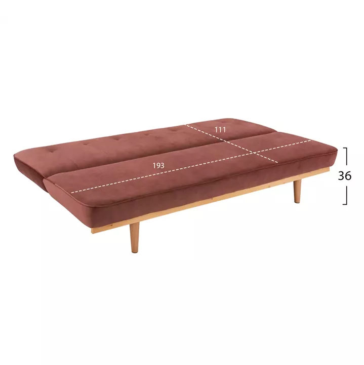 Sofa Bed 3seater from velvet rotten apple HM3168.02 193x85x88cm