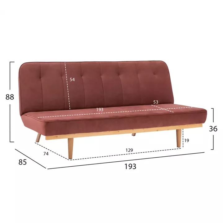 Sofa Bed 3seater from velvet rotten apple HM3168.02 193x85x88cm