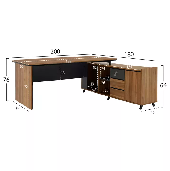 Professional Office Library Reversible Corner Supreme 200x180x76 HM2384
