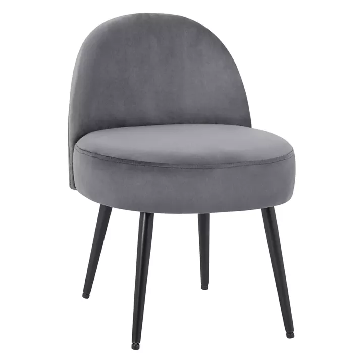 Stool with back Yasmine from grey velvet & black legs HM8395.11 47x43x65cm