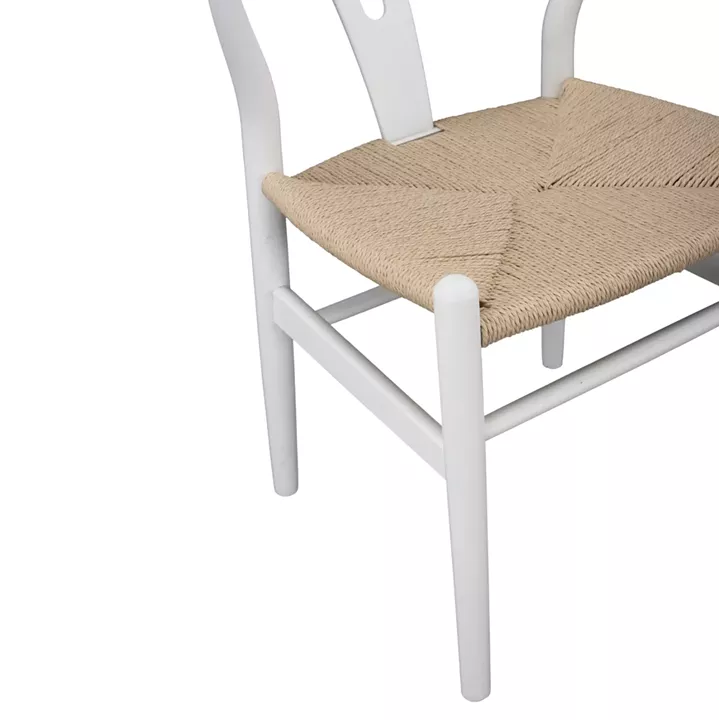 DINING CHAIR BRAVE HM8695.04 BEECH WOOD IN WHITE-ROPE BEIGE 54x57x74Hcm