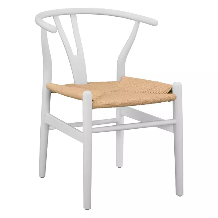 DINING CHAIR BRAVE HM8695.04 BEECH WOOD IN WHITE-ROPE BEIGE 54x57x74Hcm
