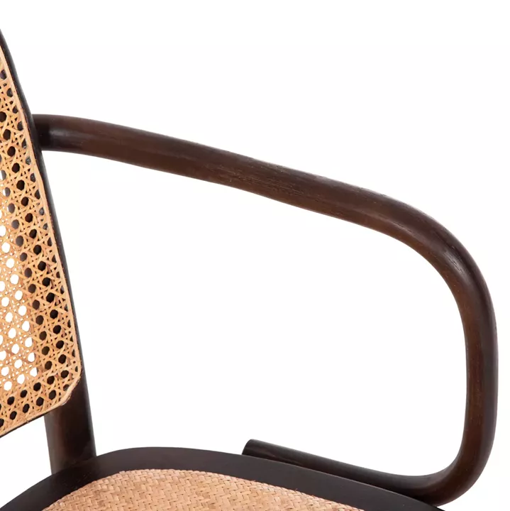 ARMCHAIR VAIANA HM8748 BEECH WOOD IN BROWN-RATTAN KNITTED IN NATURAL 55x55x90Hcm.