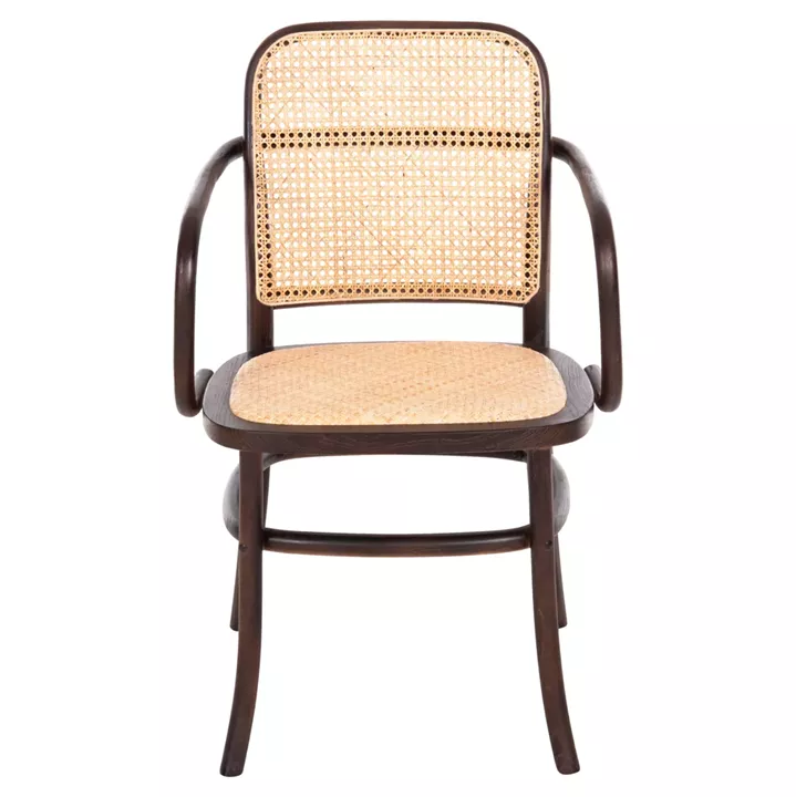 ARMCHAIR VAIANA HM8748 BEECH WOOD IN BROWN-RATTAN KNITTED IN NATURAL 55x55x90Hcm.