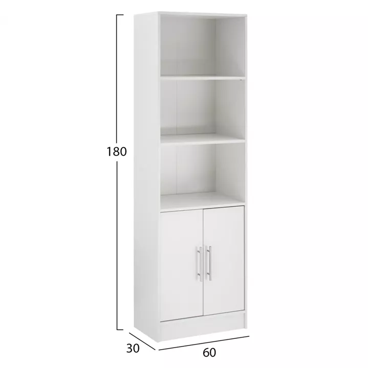 Bookcase from melamine ENSLEY HM2027.05 white color 60x30x180cm