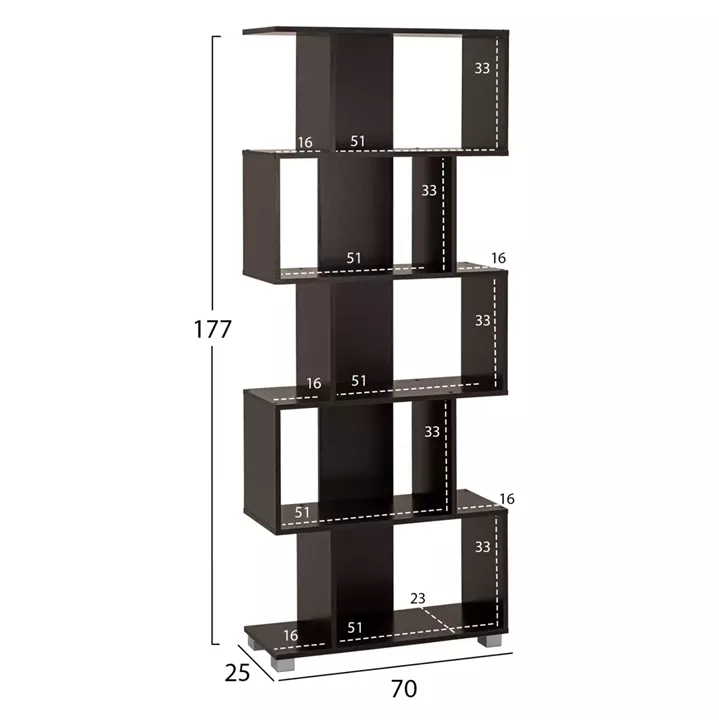 ΒΙΒΛΙΟΘΗΚΗ ΜΕΛΑΜΙΝΗΣ EZIR HM2385.01 ΒΕΓΓΕ 70x25x177Υ εκ.