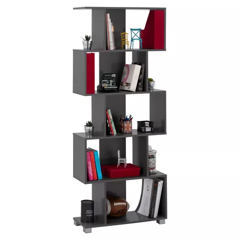 Bookcase from melamine HM2385.10 Grey 70x25x177 cm.