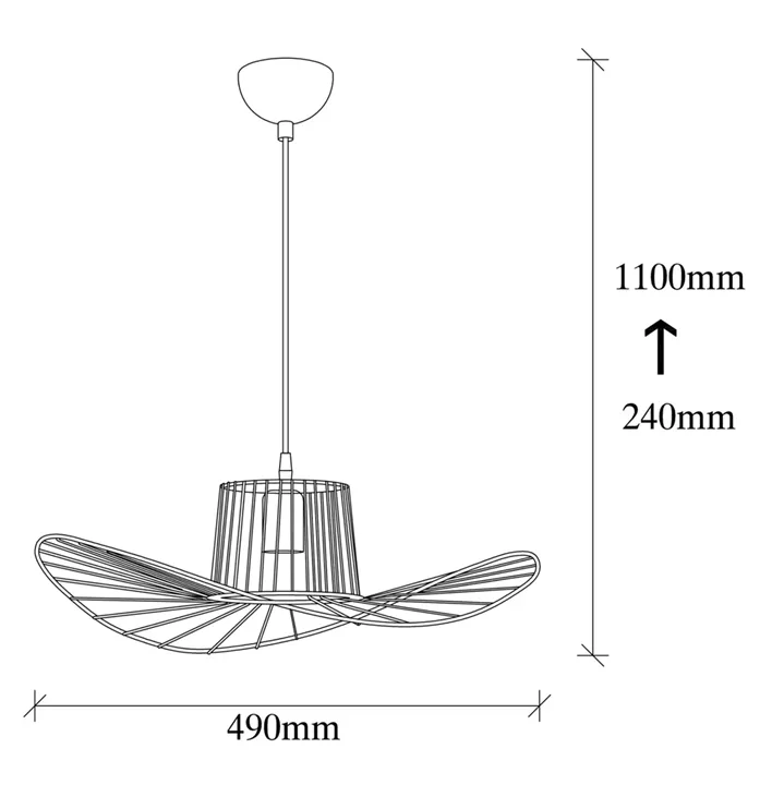METALLIC PENDANT LIGHT IN BLACK HM7236 49x110 cm.