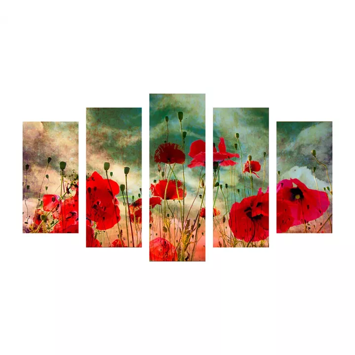 BOARD FIVE PIECES MDF POPPY FIELD HM7206.03 100X0,3X60 cm.