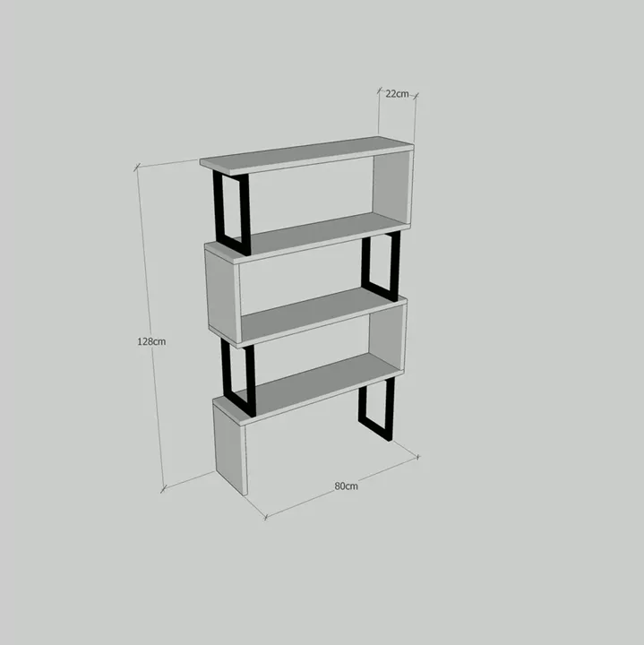 BOOKCASE IN WALNUT WITH BLACK FRAME HM8867.01 80x22x128cm.