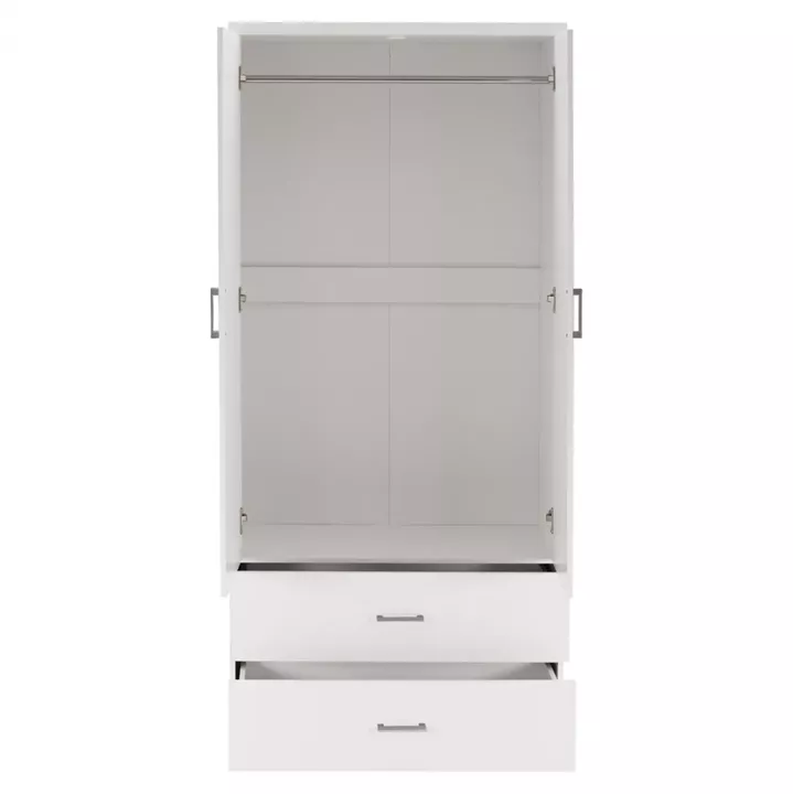WARDROBE 2 DOORS WITH 2 DRAWERS HM338.05 WHITE 80Χ42,5Χ180,5Υ cm.