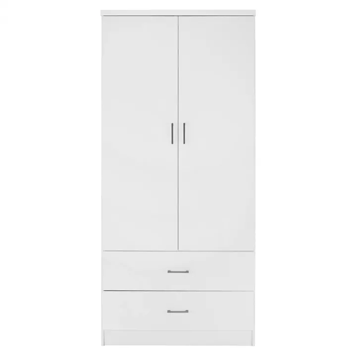WARDROBE 2 DOORS WITH 2 DRAWERS HM338.05 WHITE 80Χ42,5Χ180,5Υ cm.