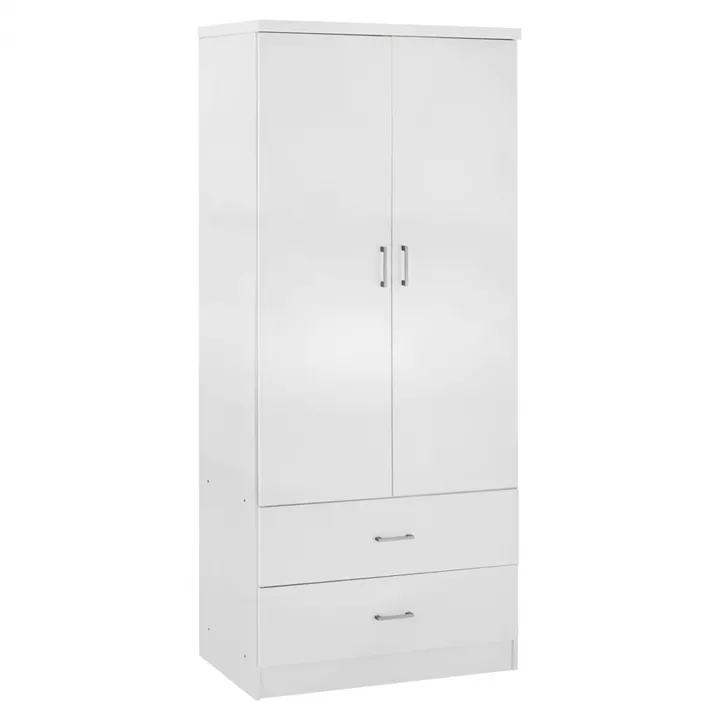 WARDROBE 2 DOORS WITH 2 DRAWERS HM338.05 WHITE 80Χ42,5Χ180,5Υ cm.