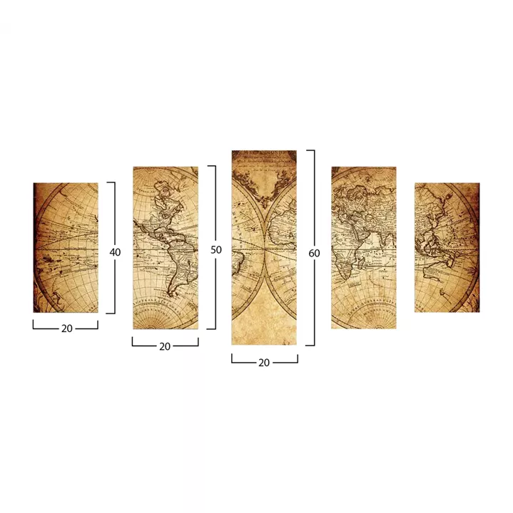 MDF PAINTING HM7206.06 IN VINTAGE WORLD MAP 100X60x0,3 cm.
