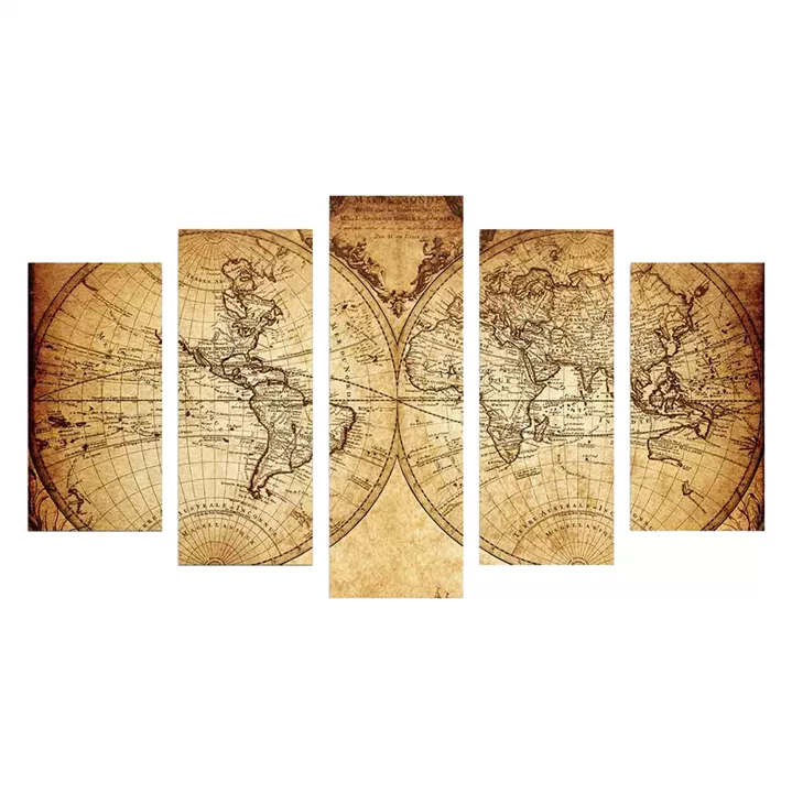 MDF PAINTING HM7206.06 IN VINTAGE WORLD MAP 100X60x0,3 cm.