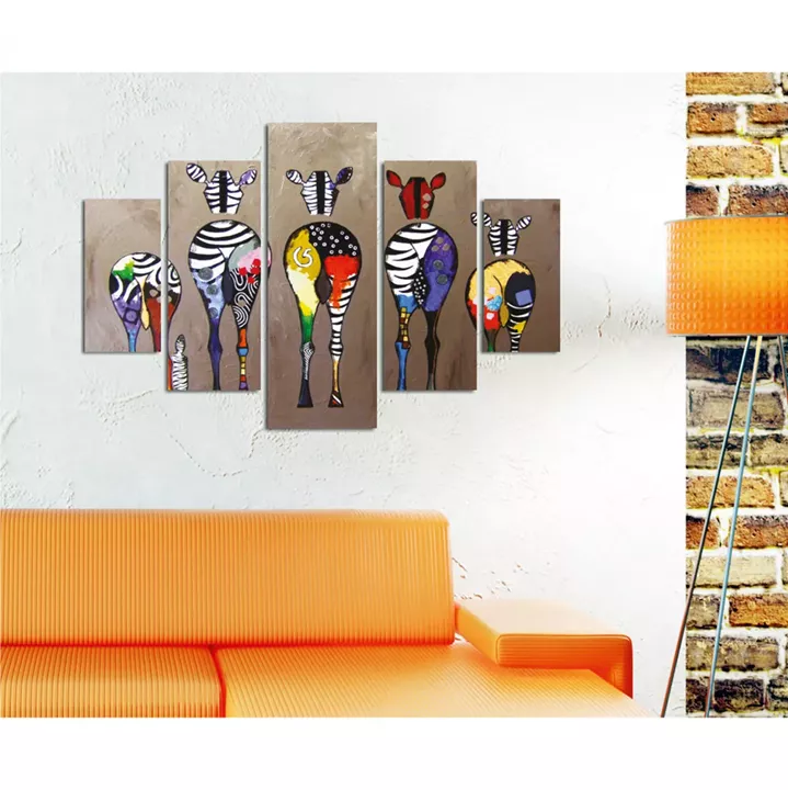 5 PCS MDF PAINTING COLORFUL ZEBRAS 82Χ56x3 HM7207.03