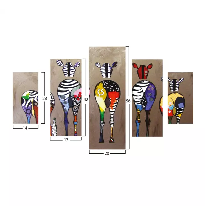 5 PCS MDF PAINTING COLORFUL ZEBRAS 82Χ56x3 HM7207.03