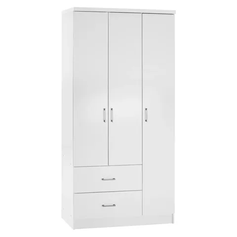 WARDROBE WITH 3 DOORS AND 2 DRAWERS HM340.05 IN WHITE 89x42,5x181 cm.