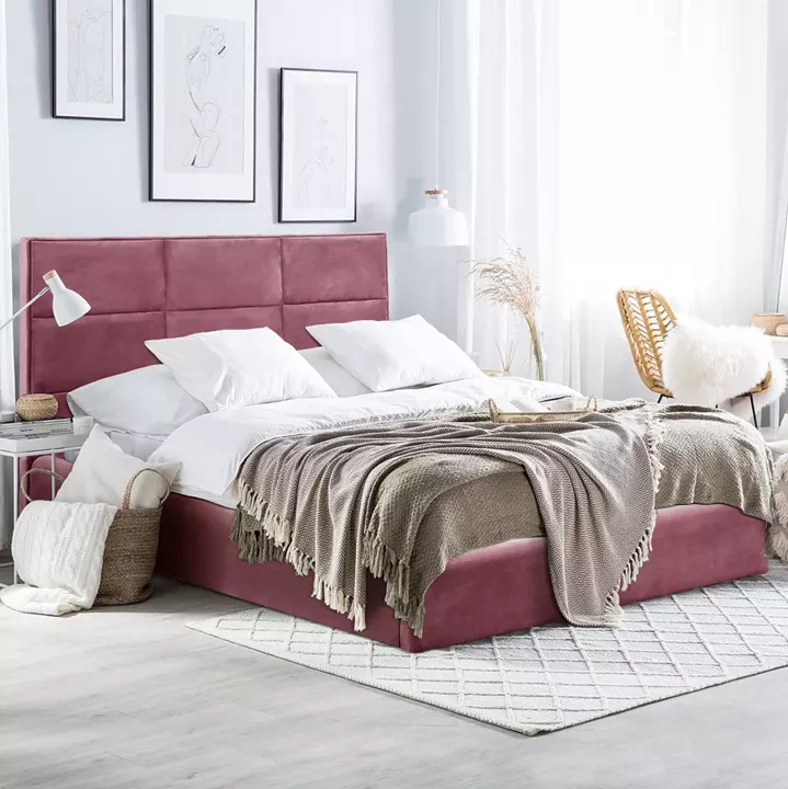 BED BRILEY HM583.02 IN DUSTY PINK VELVET WITH STORAGE SPACE 160x200 cm.