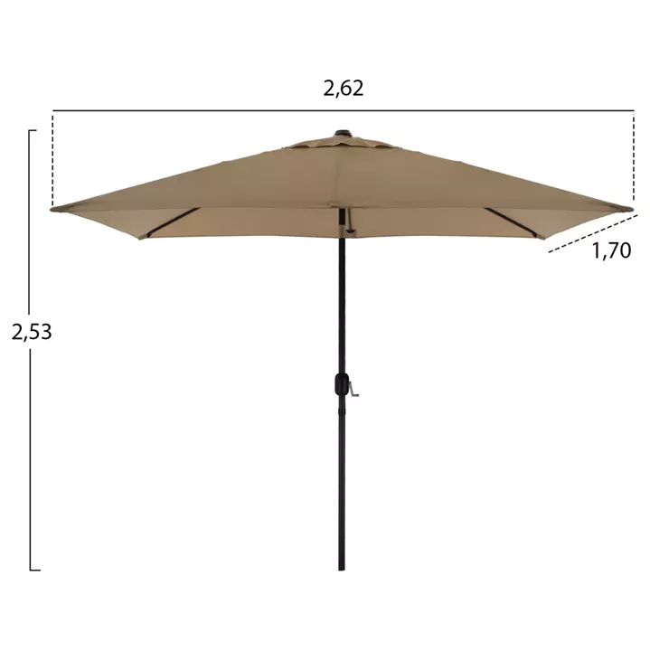 ALUMINUM UMBRELLA HM6029.02 RECTANGULAR TAUPE 262x170x253 cm.