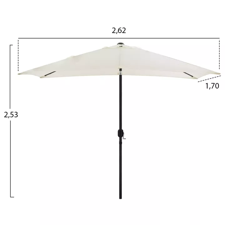 ALUMINUM UMBRELLA HM6029.10 RECTANGULAR RECLINING BEIGE GRAY 262x170x253 cm.