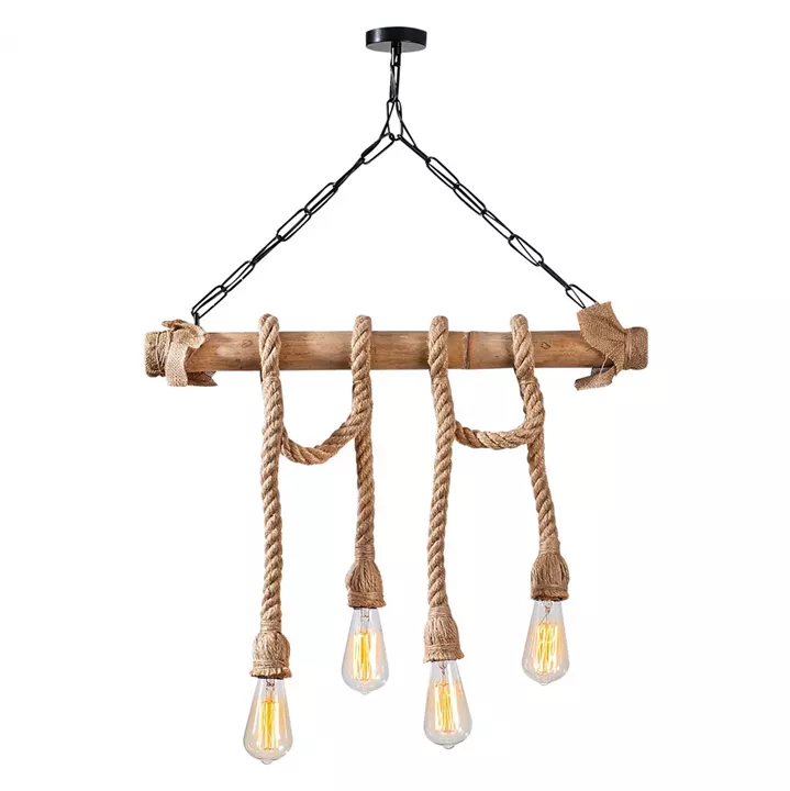 CEILING LIGHT WOODEN WITH ROPE HM7321 65x8x82 cm.